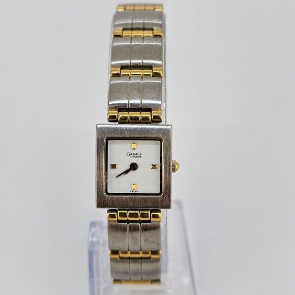 Caravelle Bulova Women's Watch 18MM White Dial Two Tone Bracelet 7" New Battery - Picture 1 of 14